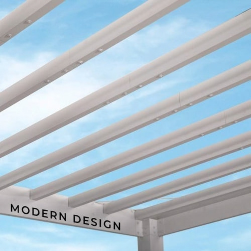 Windham Modern Steel Pergola White 4.27m x 3.05m