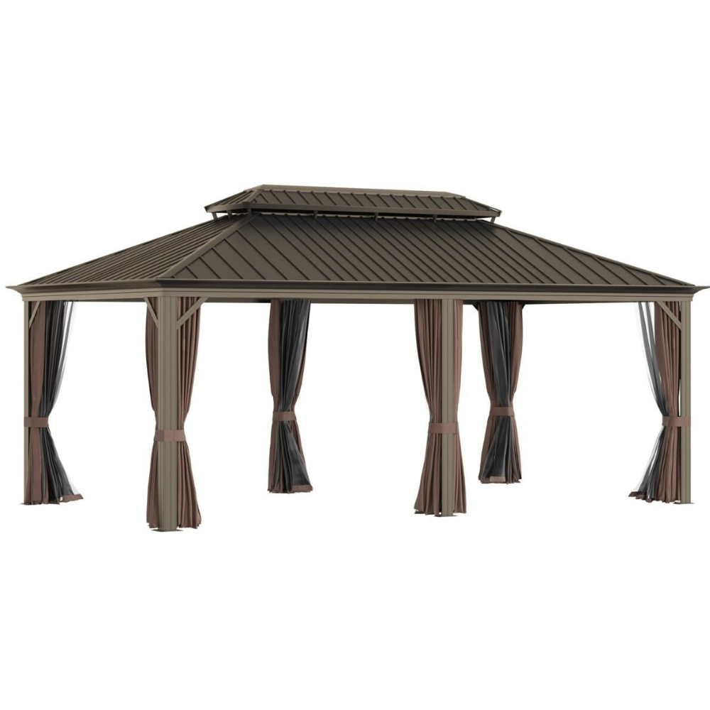 Sunmthink Hardtop Gazebo Double Roof 3.7m x 6.1m