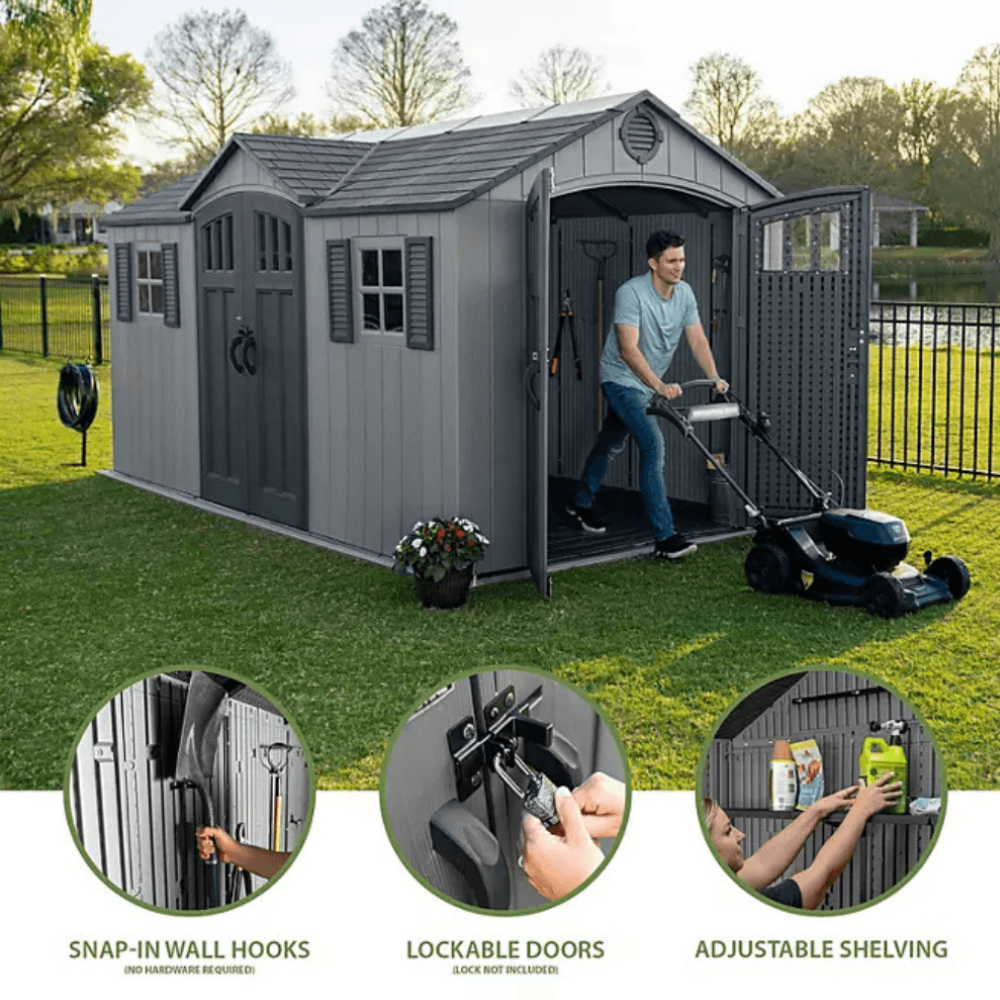 Lifetime Outdoor Storage Shed Dual Entry Gray 4.57m x 2.44m
