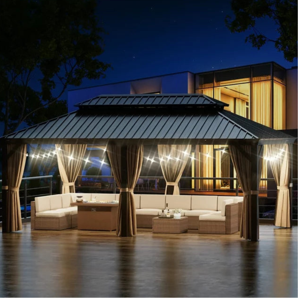 Sunmthink Hardtop Gazebo Double Roof 3.7m x 6.1m