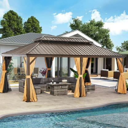 Sunmthink Hardtop Gazebo Double Roof 3.7m x 6.1m