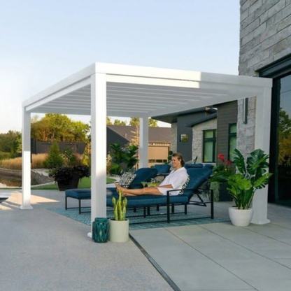 Windham Modern Steel Pergola White 4.27m x 3.05m