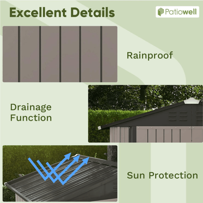 Patiowell Metal Storage Shed 3.05m x 3.66m