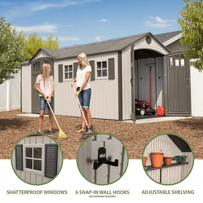 Lifetime Outdoor Storage Shed Dual Entry Tan 2.44m x 5.33m