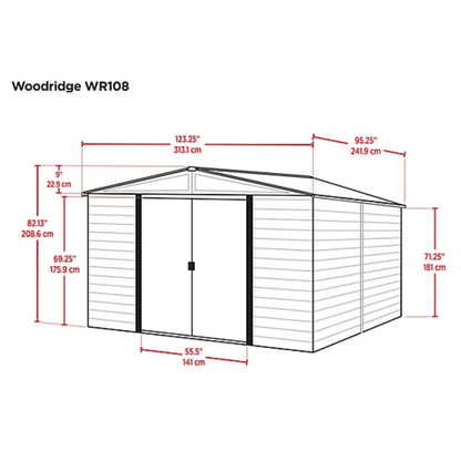 Arrow Woodridge Storage Shed Woodgrain 3.05m x 2.44m