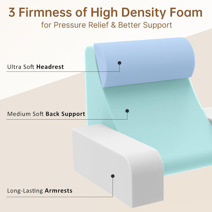 Melhany 19-Inch Wedge Reading Pillow with Removable Arms, Bed Rest Back Support Pillow with Side Pockets