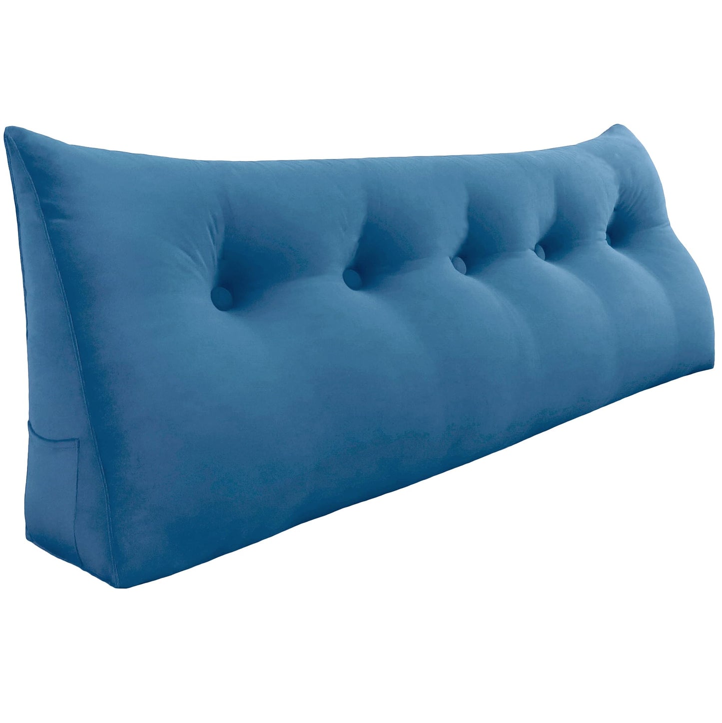 Melhany Queen Size Wedge Headboard Pillow with Side Pockets, Velvet Back Support Reading Pillow with Removable Washable Cover