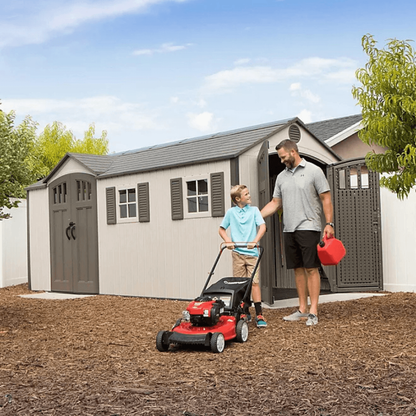 Lifetime Outdoor Storage Shed Dual Entry Tan 2.44m x 5.33m