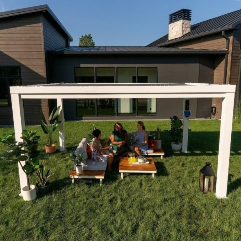 Windham Modern Steel Pergola White 4.27m x 3.05m