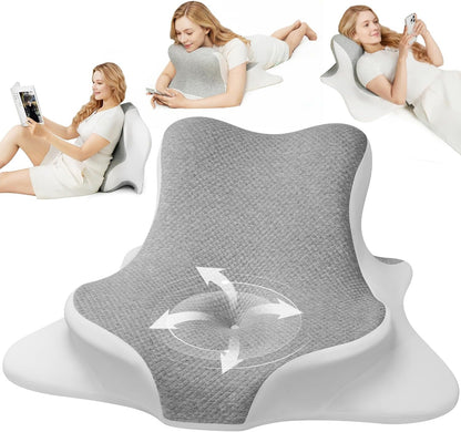 Melhany Memory Foam Wedge Reading Pillow with Cooling Ice Silk Cover, Dual-Usage Bed Rest Support Pillow