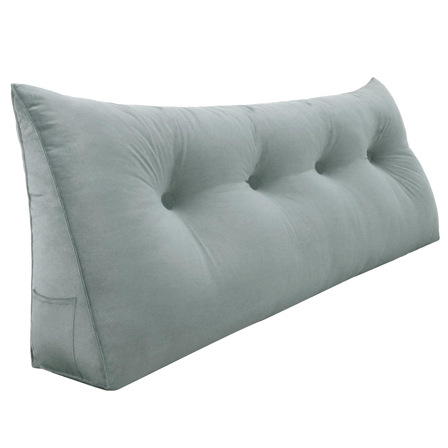 Melhany Queen Size Wedge Headboard Pillow with Side Pockets, Velvet Back Support Reading Pillow with Removable Washable Cover