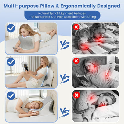 Melhany Memory Foam Wedge Reading Pillow with Cooling Ice Silk Cover, Dual-Usage Bed Rest Support Pillow