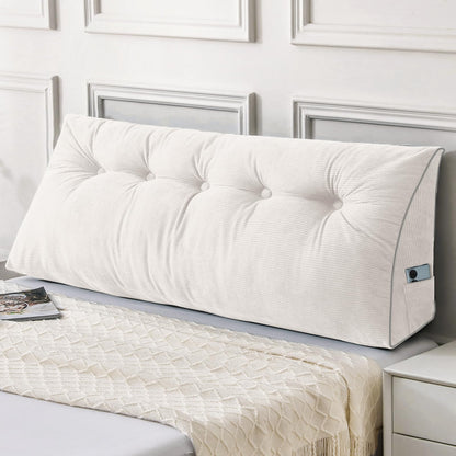 Melhany Queen Size Wedge Headboard Pillow Set with 2 Bolster Pillows, Velvet Back Support Reading Pillow with Removable Washable Cover