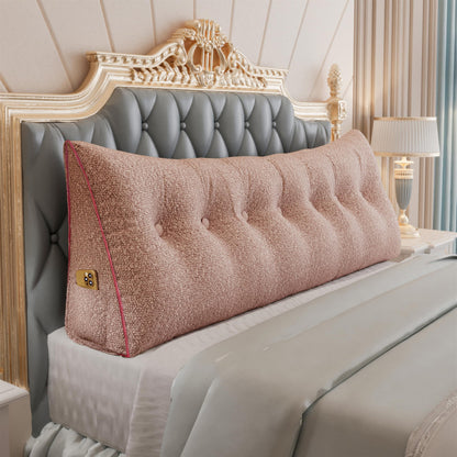 Melhany Queen Size Wedge Headboard Pillow with Side Pockets, Velvet Back Support Reading Pillow with Removable Washable Cover