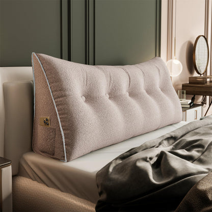 Melhany Queen Size Wedge Headboard Pillow with Side Pockets, Velvet Back Support Reading Pillow with Removable Washable Cover