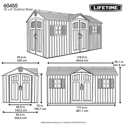 Lifetime Outdoor Storage Shed Dual Entry Gray 4.57m x 2.44m
